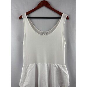 DiNucci Womens Medium Sleeveless Peplum Top Bamboo & Cotton Blend White